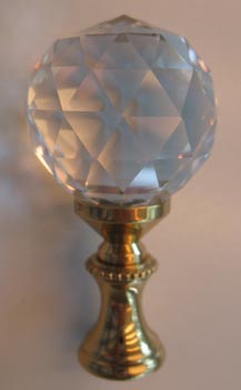 Lamp Finial: Clear Crystal Prism Ball, 2 1/2" tall overall