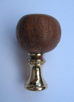 Lamp Finial: Rustic Wooden Ball 2" tall overall