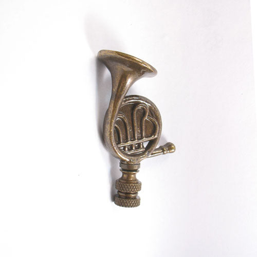 Lamp Finial: Bronze French Horn