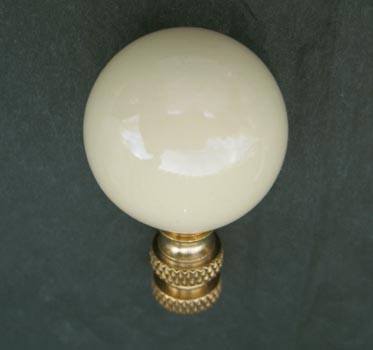 Lamp Finial: Off White Acrylic Ball. 2" overall