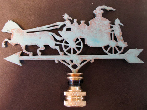 Lamp Finial: Fire Wagon Weathervane 4x4 inches