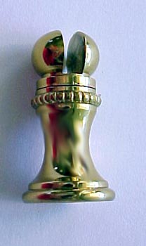 Finial Base Brass Slotted Finial Swivel 1 1/8 inches tall overall