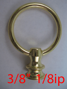 Finial: Brass Ring 3/8" 1/8ip thread fits lamp pipe