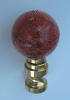 Lamp Finial: Red Coral Ball 2 inches overall