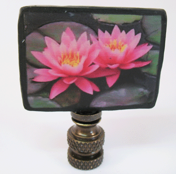 Finial: Deep Pink Water Lily 2 1/4" overall