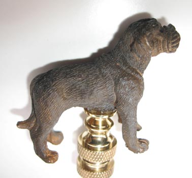 Lamp Finial: Dk Brown Dog. 2 tall overall