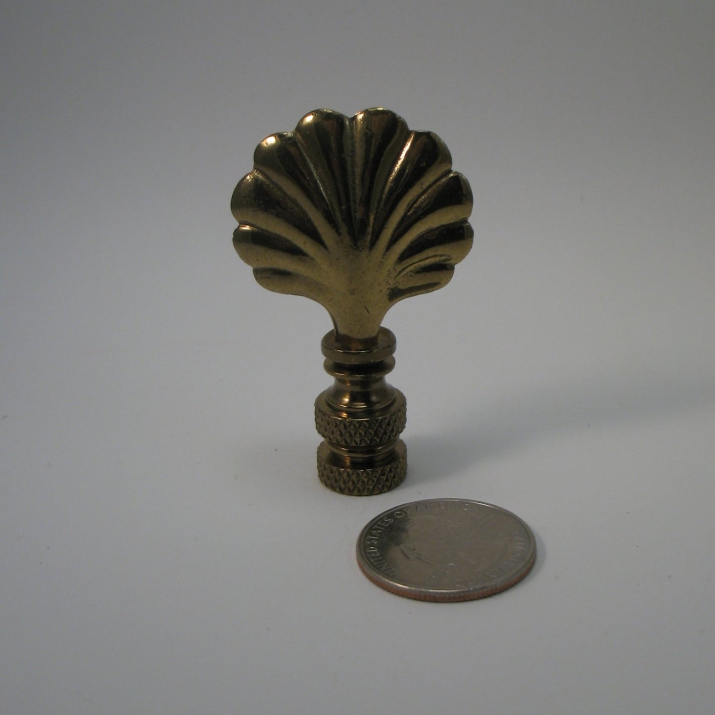 Lamp Finial Antiqued Brass Small Shell Standard Thread