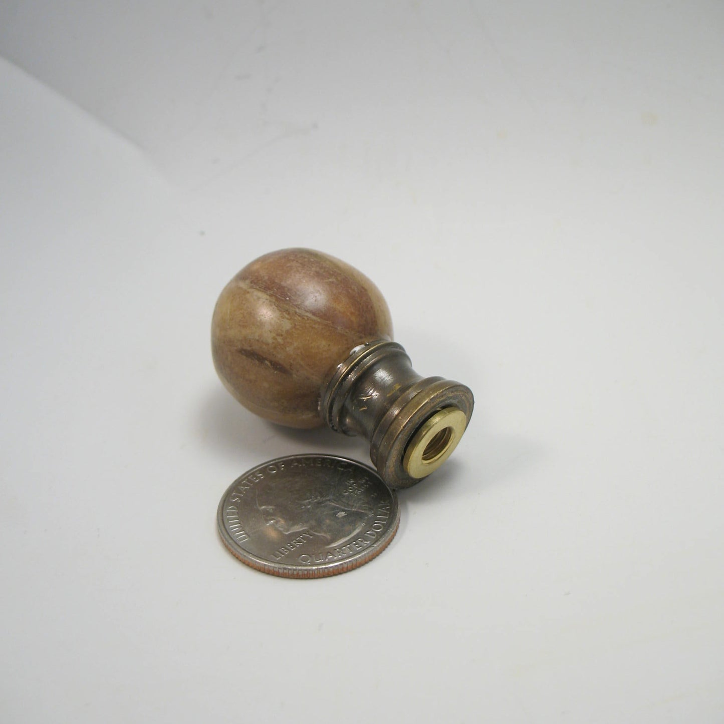 Finial: Med. Brown Laminated Wood Ball Sphere 1 1/2" overall dual thread