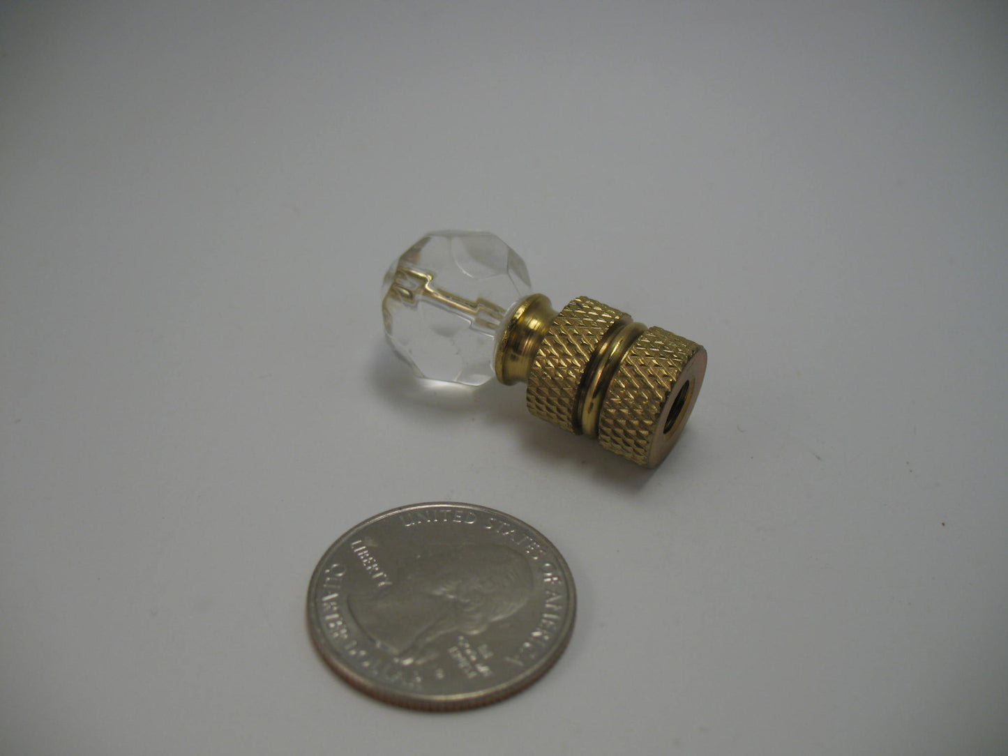 Lamp Finial Small Clear Glass Ball Brass Hardware