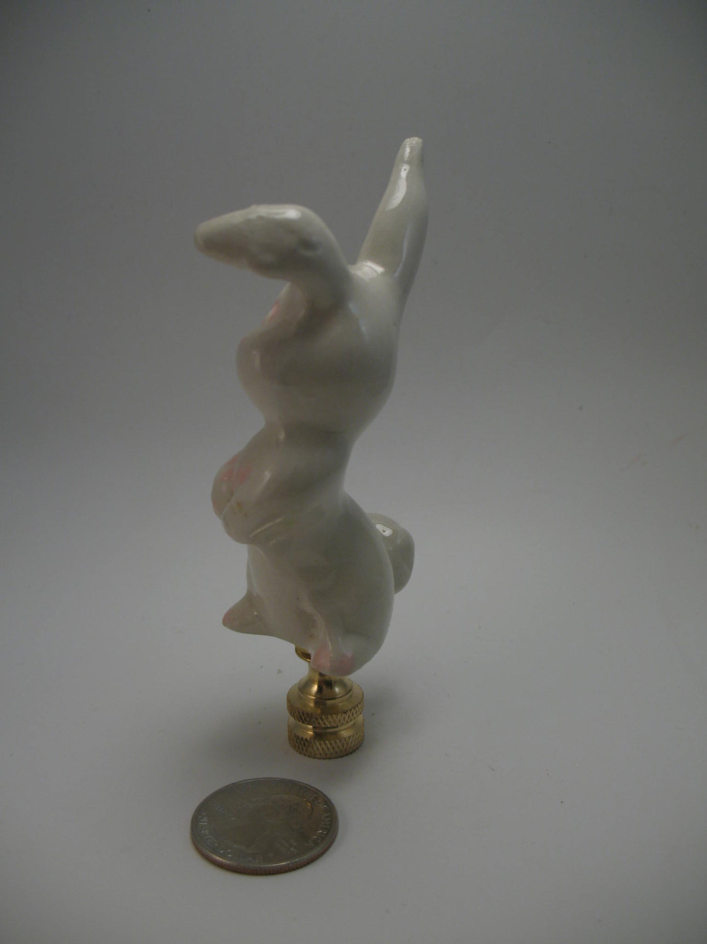 Lamp Finial White Ceramic Easter Rabbit Bunny