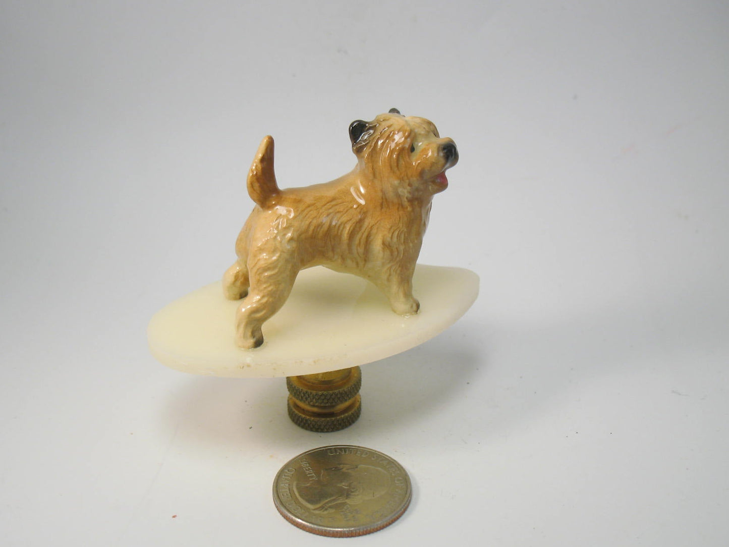 Small Tan Dog Lamp Finial