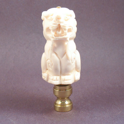 Lamp Finial: Bleached Bone Asian Temple Lion