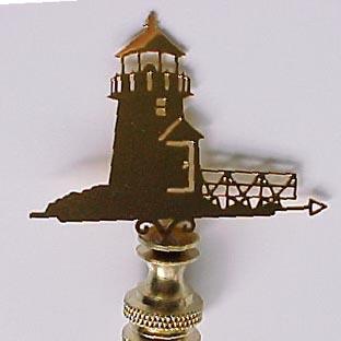 Brass Weathervane Lighthouse Lamp Finial 2 1/2 inches tall