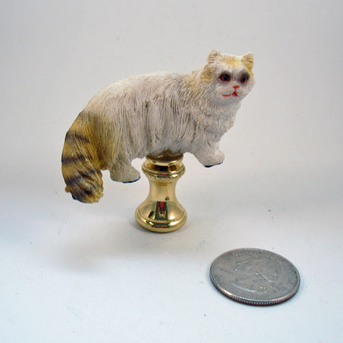 Lamp Finial White Resin Cat