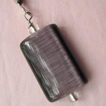 Fan Pulls: Dark Purple Optical Glass 1" with 12" nickel chain