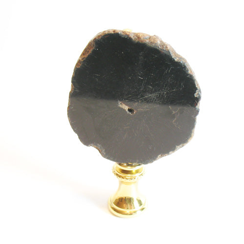 Lamp Finial Brown Round Disk Geode Slice