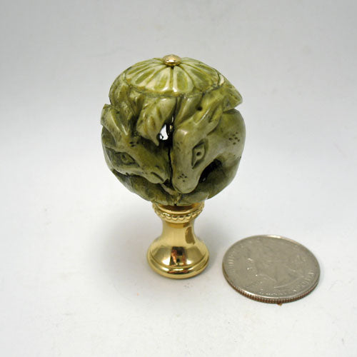 Lamp Finial Green Bone Animal Ball Faux Jade