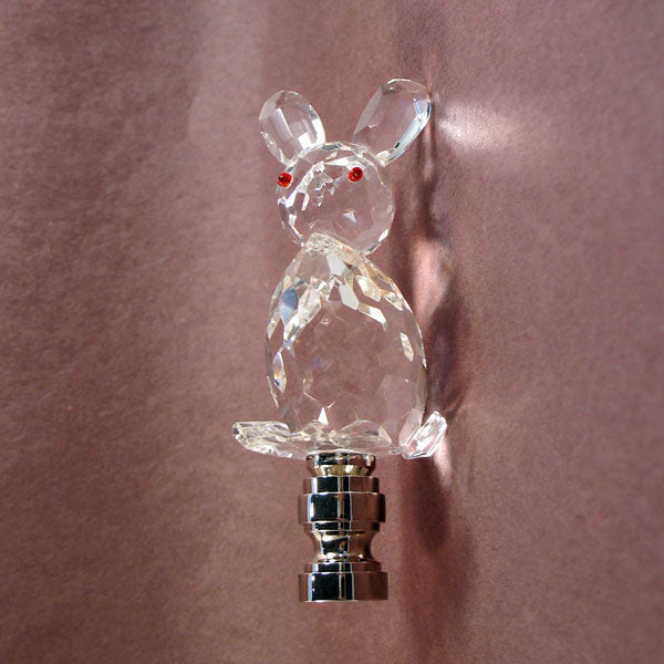 Lamp Finial: Clear Crystal Bunny Rabbit