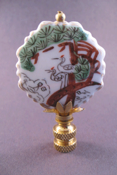 Finial: Asian Cranes. 3" overall