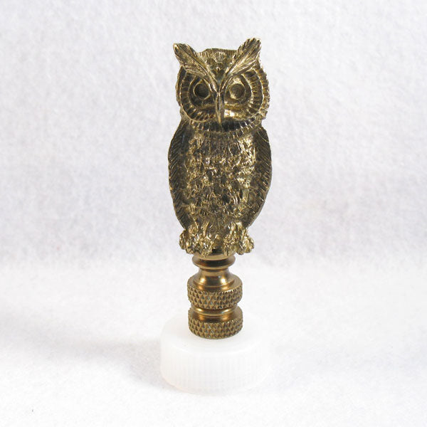 Lamp Finial: Antiqued Brass Owl