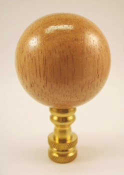 Lamp Finial: Natural Wood Large Ball. 2 1/2" overall