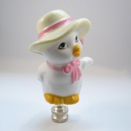Lamp Finial:  White Chicken, Ceramic, Easter
