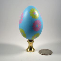 Lamp Finial Blue Easter Egg with Flower Decoration
