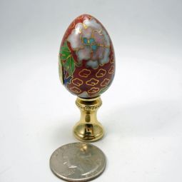 Lamp Finial Rust Color Cloisonne Egg