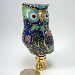 Lamp Finial Navy Blue Cloisonne Owl