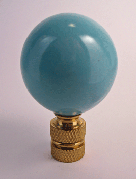 Finial: Turquoise Ceramic Ball.  2 1/8" overall