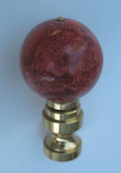 Lamp Finial: Red Coral Ball 2  inches overall