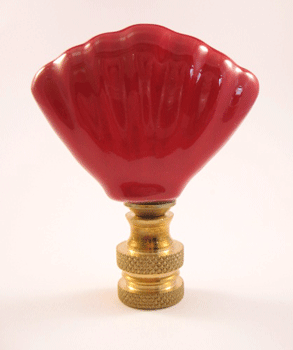 Finial: Bright Red Ceramic Shell. 2 1/4" overall