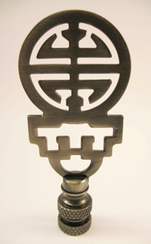 Finial:  Dark Pewter Doulbe Symbol.  3 1/4" overall