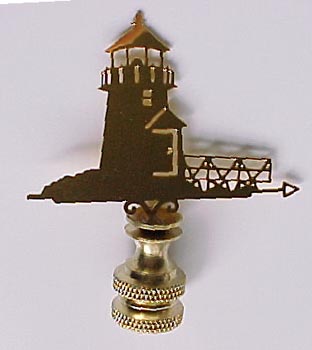 Brass Weathervane Lighthouse Lamp Finial 2 1/2 inches tall