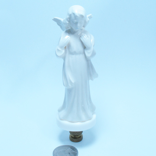 Lamp Finial Tall White Bone China Angel