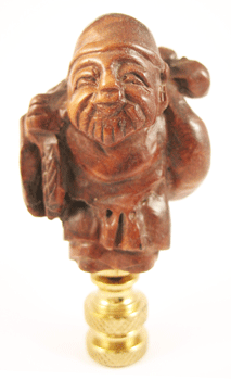 Finial: Asian  Boxwood Man. 2 3/4" overall