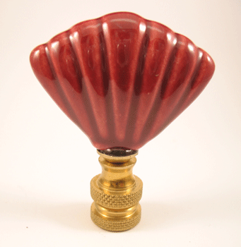 Finial:  Dark Rose Ceramic Shell. 2 1/4" overall