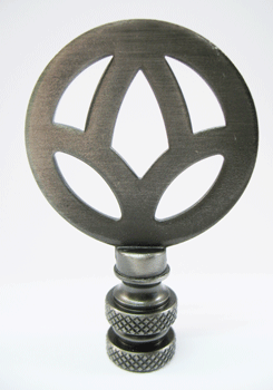 Finial:  Asian Pewter Round Peace Sign. 2 1/2" overall
