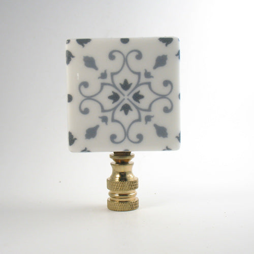 Lamp Finial Blue and White Delft Type Ceramic Tile