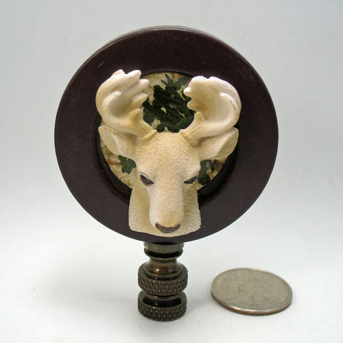 Lamp Finial Deer on Wooden Loop