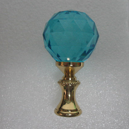 Lamp Finial Dark Aqua Blue Crystal Faceted Ball