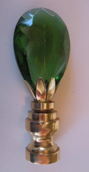 Lamp Finial:  Small Bottle Green Glass Prism