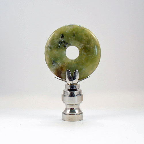 Lamp Finial:  Light Green Stone Dounut