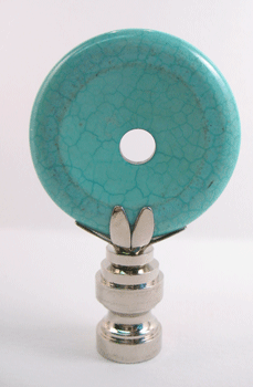 Lamp Finial: Turquoise Donut  2 1/2" overall