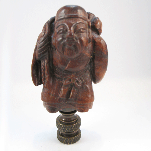 Lamp Finial Boxwood Carved Asian Man