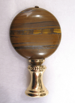 Lamp Finial Brown Stone Coin Bead