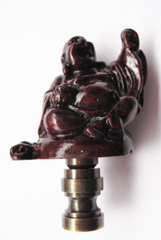 Lamp Finials: Resin Asian Brown Buddha. 3" tall overall.