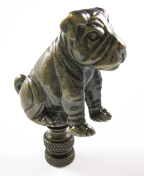 Lamp Finial Bronze Bull Dog