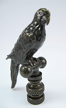 Finial:  Bronze Parrot on Perch. 3" overall