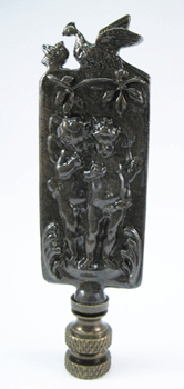 Finial: Bronze Cherubs and Birds. 3 3/4" overall